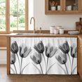 thumbnail image 2 of Tulip Black White Cabinet Curtains 28"W x 51"L,Dustproof Sink Skirt Curtain for Kitchen Bathroom,Spring Floral Botanical Bloom Adhesive Desk Skirt Privacy Curtains for Pantry Classroom Office Closet, 2 of 8