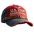 thumbnail image 5 of U.S. Navy 250th Anniversary Hat, Retro Washed AdjUStable Cap, Patriotic Tribute Style with U.S. Flag, Celebrate 250 Years of National Honor, Made in U.S, Blue, 5 of 7