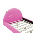 thumbnail image 6 of Upholstered Platform Bed with Strawberry Shaped Headboard and Footboard, Twin Bed Frame Low Profile Panel Bed Frame, Pink Princess Wooden Bed for Girls Bedroom, Easy to Assemble, No Box Spring Needed, 6 of 7