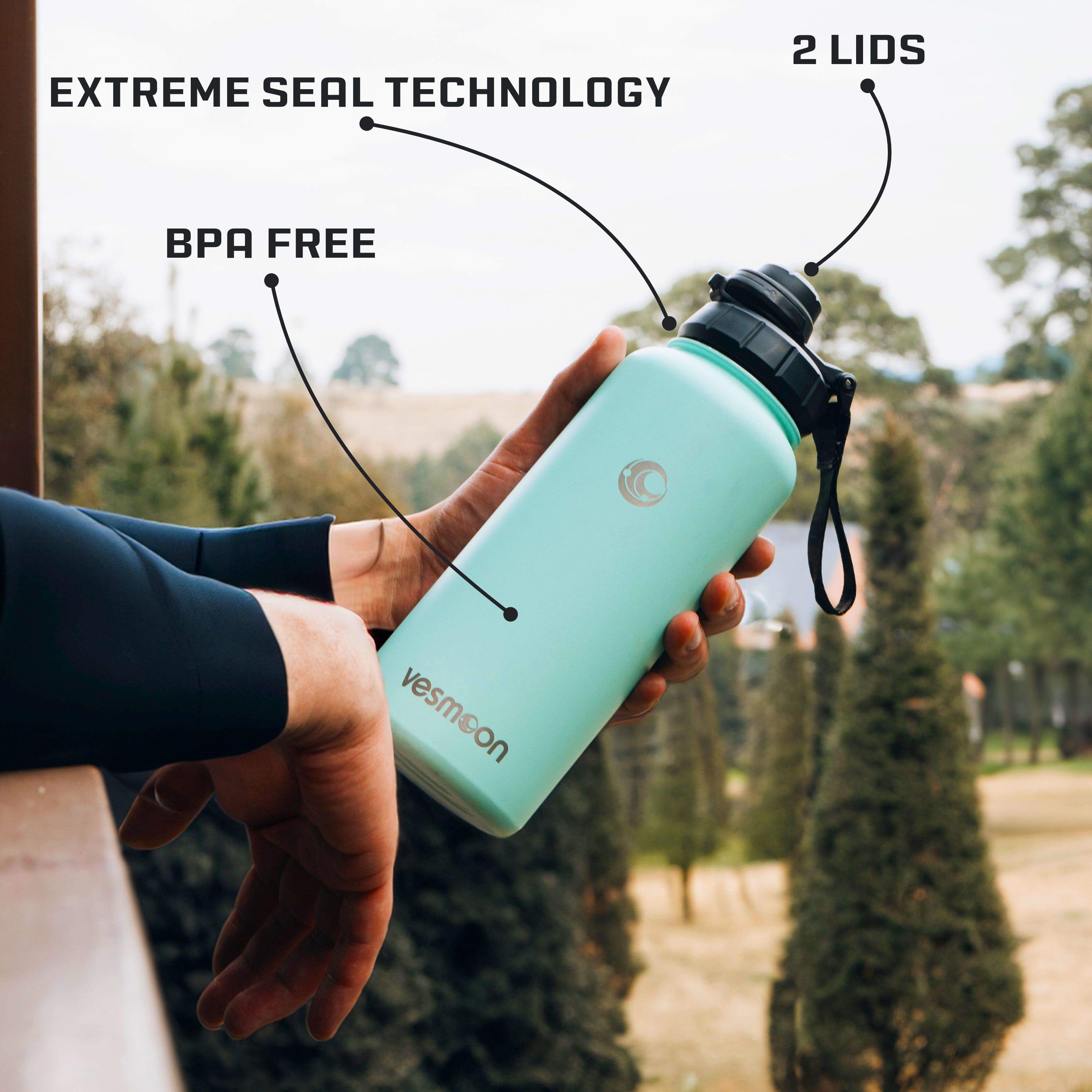 Vesmoon Vessence Infuser Bottle 24 Oz - Insulated Water Bottle for Loose Leaf Tea | Tea Infuser Water Bottle with Straw Lid & Chug Lid | Leak Proof Water Bottle
