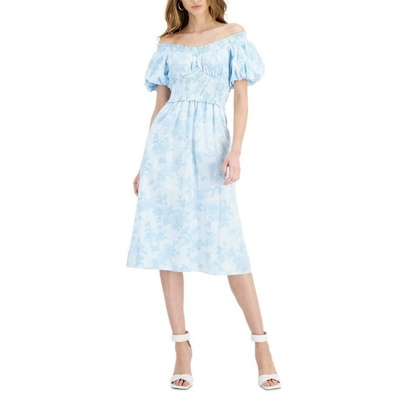 INC International Concepts Women's Puff Sleeves Floral Smocked Dress Size XS