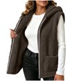 thumbnail image 2 of Winter Jacket Women Baeitkot Sleeveless Hooded Fleece Vest with Pockets for Winter Layering Daily Wear Brown M, 2 of 6