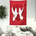 thumbnail image 4 of Love Tapestry, Birds Flying Doves Peace Symbol in Romantic Context Heart Sunbeams Backdrop, Wall Hanging for Bedroom Living Room Dorm Decor, 60W X 80L Inches, White and Vermilion, by Ambesonne, 4 of 5