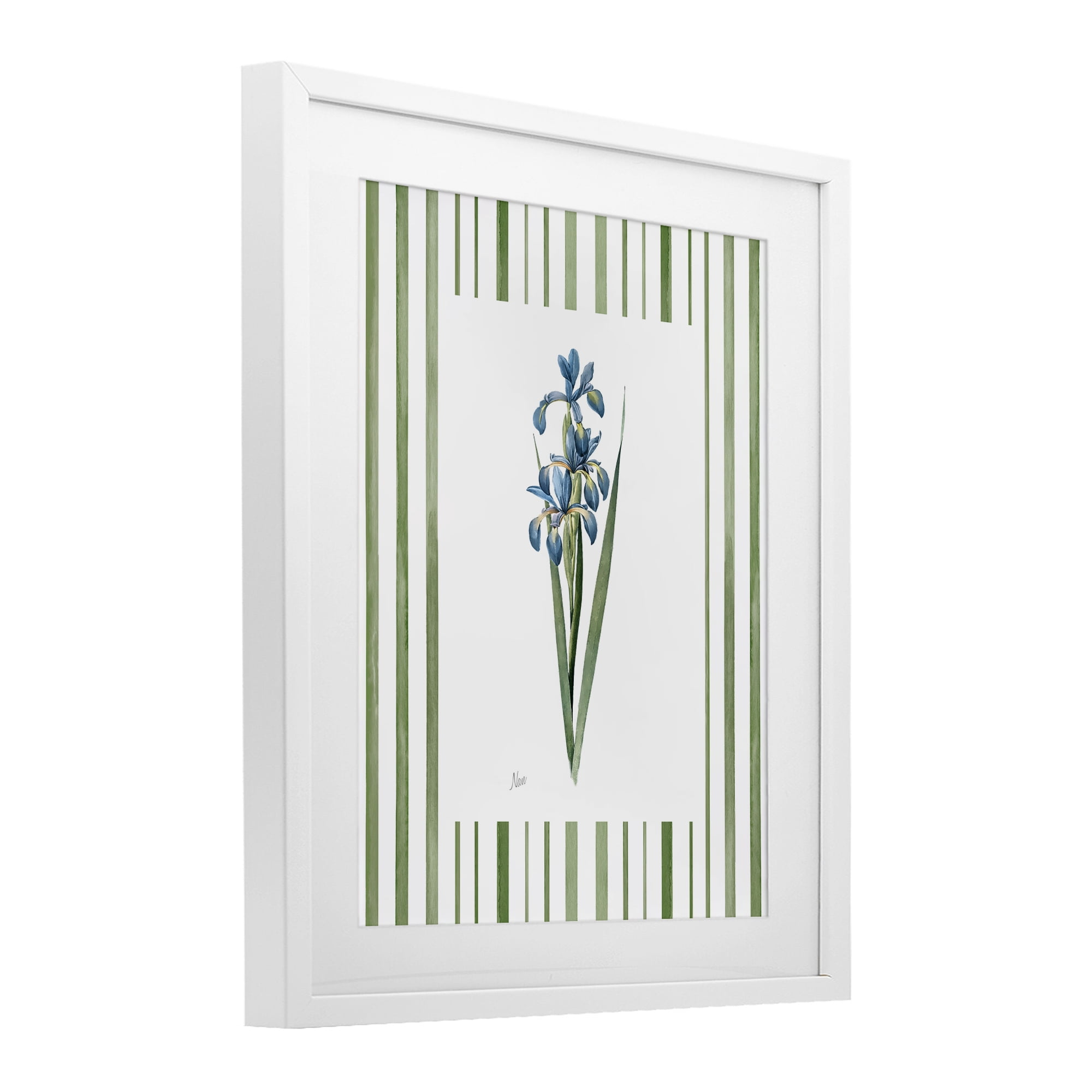 Stupell Industries Spring Irises with Stripes White Framed Print Under Glass, design by Nan
