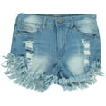 thumbnail image 2 of VIP Jeans Women's Juniors Distressed Denim Shorts, Light Acid Wash, Size 5, 2 of 4