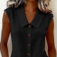 thumbnail image 7 of LNWUY Women's Wrinkle Free Sleeveless Button Down Shirts Blouses Solid Color Business Casual Loose Tank Tops for Work Black M, 7 of 7