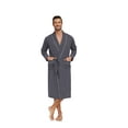 thumbnail image 6 of ANLIQI Mens Robe Lightweight 100% Cotton Summer Bathrobe Knit Long Sleeve Kimono Robe with Pockets (Iron Grey, L), 6 of 7