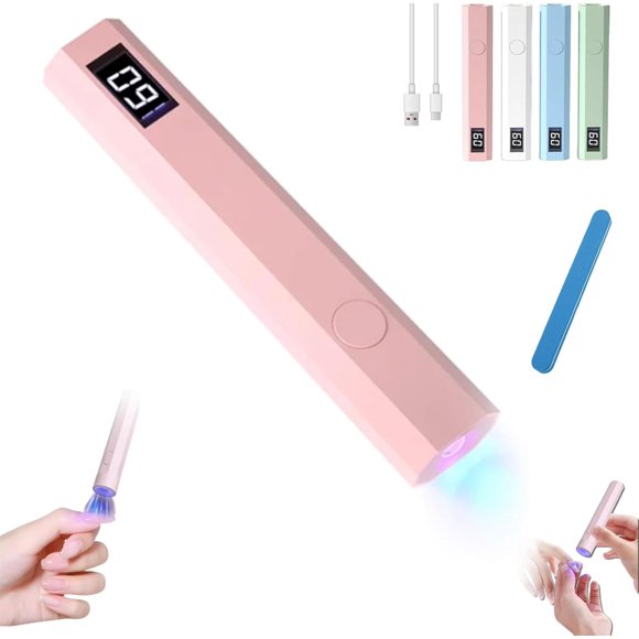 Glonailstickers Finger Nails UV Light, Glo Nail Stickers Kit with UV Light, Cordless UV LED Nail Lamp, Handheld UV Light for Gel Nails, Portable Mini Nail Dryer for Home Personal DIY (Pink)