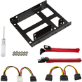 thumbnail image 2 of Kit adaptador de bahía de unidad de 2,5" a 3,5" Bandeja convertidora HDD SSD Soporte de montaje + IDE 4P macho a 2 SATA 15 pines hembra Cable de extensión de alimentación Divisor + 2 cables SATA 3.0 Xemadio 2035573, 2 of 9