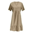 thumbnail image 4 of Vestido de verano holgado para mujer: manga corta, cintura ajustada, fluido, tallas S-XXXL, 4 of 4