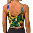 thumbnail image 3 of Haiem Landscape With Sunflowers Pattern Womens Sports Bra - U Neck Padded Low Impact Yoga Bra Workout Crop Top Gym Moisture-Wicking Workout Vest -X-Large, 3 of 9