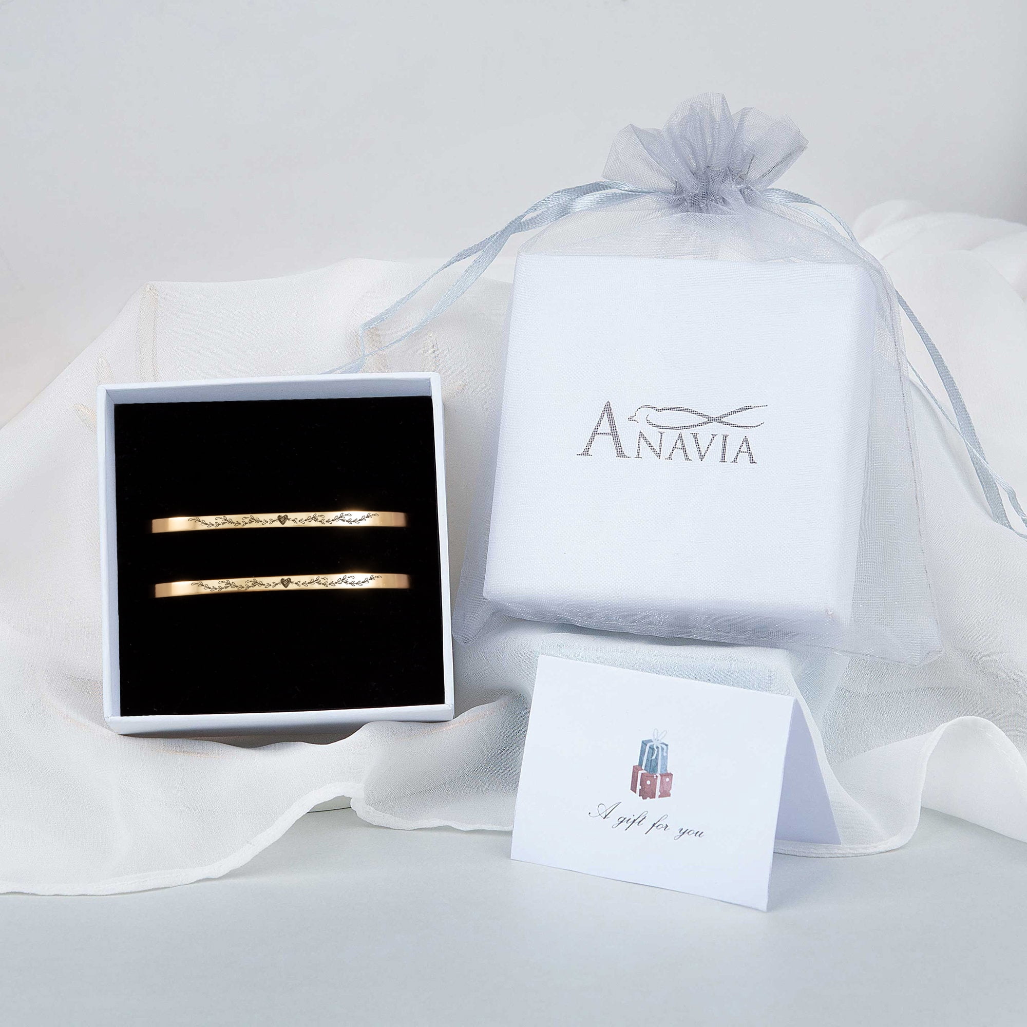 "Always my mother…" Adjustable Gold Stainless Steel Cuff Bangle Mother's Day Gift Set