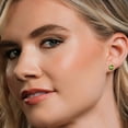 thumbnail image 4 of Gem Stone King 14K Yellow Gold Green Peridot Stud Earrings for Women Men (2.66 Cttw, Gemstone February Birthstone, Oval 8X6MM), 4 of 6