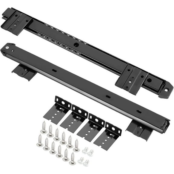 2pcs Roller Bearing Runners Slides,Sliding Keyboard Drawer Under Desk Platform Shelf Roller Drawer Slides Runners Bottom Fix Height Adjustable,14inch