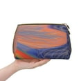 thumbnail image 4 of Large Clutch Leather Makeup Bag, Orange Line Art Travel Toiletries Bag, Ladies Cosmetic Storage Bag, 4 of 8
