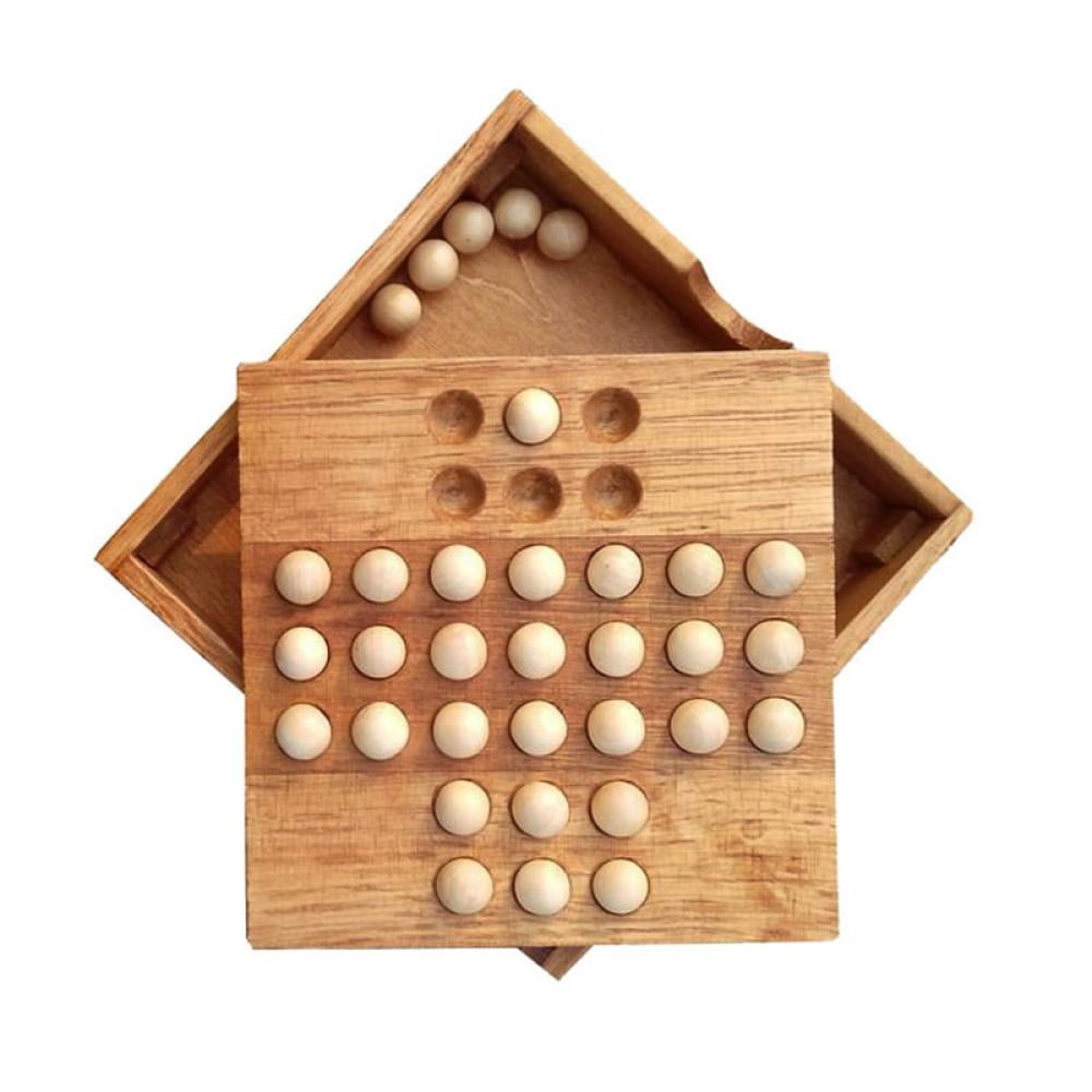 Clearance Solitaire Board Game, Jumping Marbles Peg Solitaire, with Wooden  Marbles, Built-in Storage Function, Puzzle Card Board Game for Adults and  Children - Walmart.com
