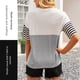 thumbnail image 4 of Camiseta de mujer a rayas, color block, manga corta, cuello redondo, camiseta holgada, gris, XL Vogacara  AP001245-12, 4 of 7