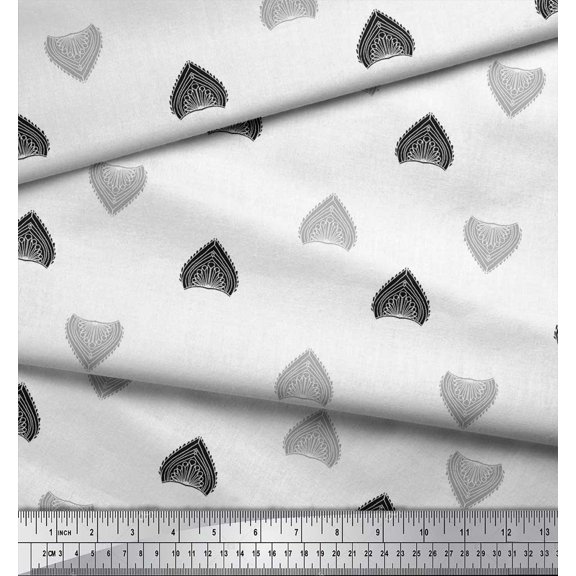 Soimoi Silk Fabric Paisley Ethnic Decor Fabric Printed Yard 42 Inch Wide