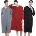 thumbnail image 2 of Zoeecloth Men's Womens Long Hooded Bathrobe Zipper Robes Spring Summer Housecoat Nightgown Sleepwear Pajamas M-XL, 2 of 8