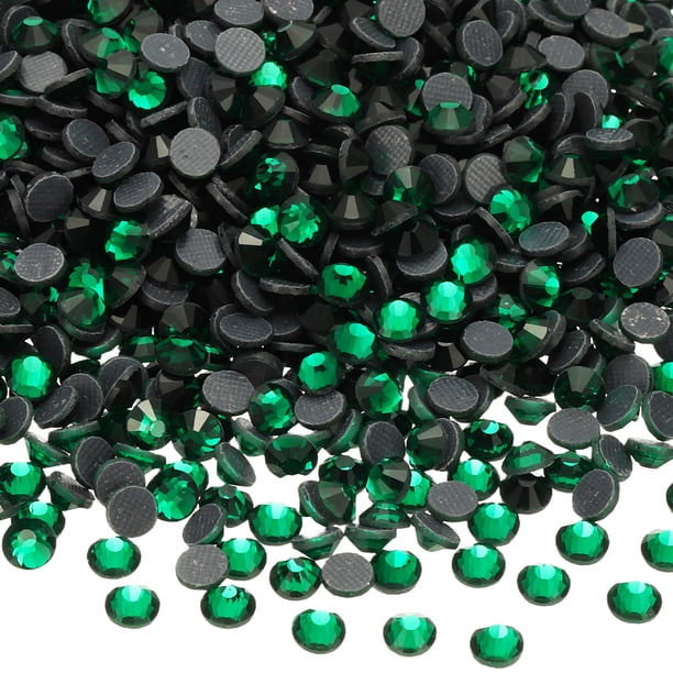 Uxcell 2880 Piezas de Rhinestone Hotfix Flatback de 2.8mm, Gemas Redondas de Resina para Manualidades, Ropa, Decoración DIY, Arte de Uñas, (SS10, Verde Oscuro)