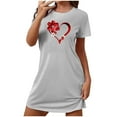 thumbnail image 2 of Sakmal Short Sleeve Womens Moomoo Nightgowns Love Soft Valentines Mumu Dress Heart Print Short Ladies Nightgown L, 2 of 5