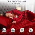 thumbnail image 2 of Juego De Sábanas Matrimonial De Satín Lujosas Modelo Rojo, 2 of 4
