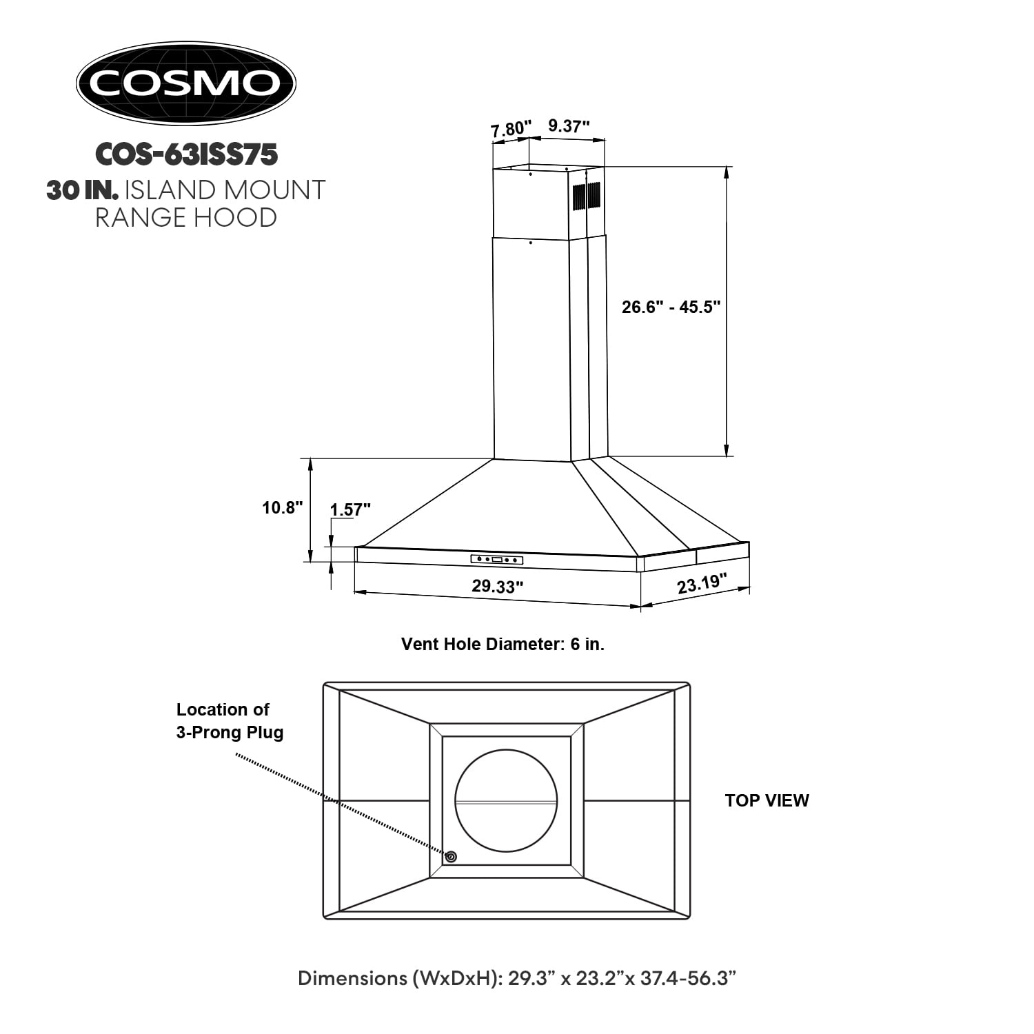 30 in. Lumin Collection Ductless Island Range Hood, Soft Touch Controls, LED Lights, Stainless Steel