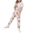 thumbnail image 2 of Toddler Sleeveless Jumpsuit Girls'S Medium And Large Children'S Summer Suspenders Funny Easter Printed Jumpsuit Pink 9-10 Years, 2 of 3