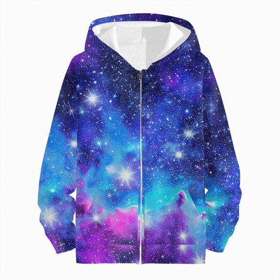 Staki Girl's Cartoon Zip Up Hoodie Sweatshirt Cute Long Sleeve Hooded Jacket 1-9Y(Light Purple,4-5 Years)