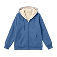 thumbnail image 5 of Lumtrix Women'S Sherpa Lined Full Zip Hoodie Warm Fleece Hooded Sweatshirt Casual Trendy Winter Thick Coat With Pocket Blue L, 5 of 9