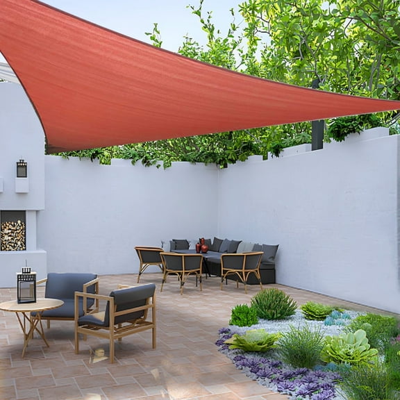 LOVE STORY Sun Shade Sail 16' x 16' x 16' Terra Red Triangle Canopy UV Block Awning for Outdoor Patio Backyard Garden (We Make Custom Size)