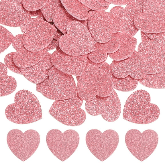 1"x1" Heart Foam Stickers, 60Pcs EVA Self Adhesive Glitters Foam Shape Sticker Craft Supplies for Scrapbook Card DIY Making Home Decor, Pink