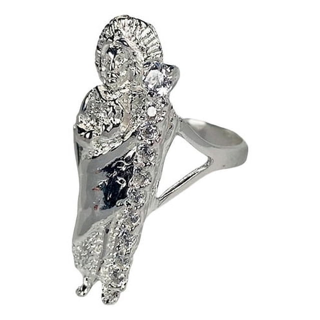 JOYARIS Anillo San Judas Tadeo Con Zirconias Plata Solida 925 Talla 11.5 AN-0000237