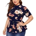 thumbnail image 1 of EQWLJWE Hauts à Col en V pour Femmes Mode Col Rond Loisirs Grande Taille Manches Courtes Hauts d'Été pour Femmes 2023, 1 of 8