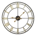 thumbnail image 2 of Oversized Vintage Style Metal Wall Clock  Black  Gold Numerals, 2 of 5