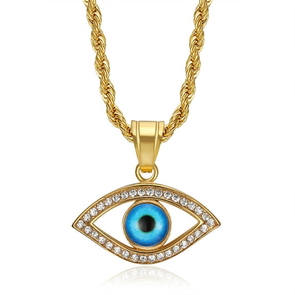 Eye Necklaces & Pendants Trendy 14K Yellow Gold Amulet Necklace Turkish Jewelry For Women Gift
