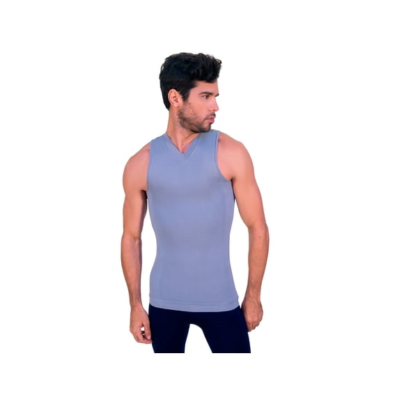 Camiseta faja seamless cuello V sin mangas gris XL I Love Shape