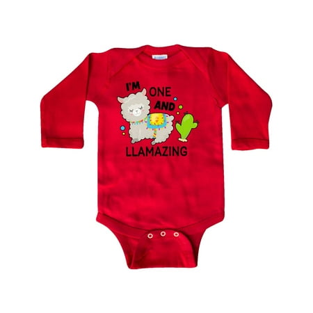 

Inktastic Im One and Llamazing with Llama and Cactus Gift Baby Boy or Baby Girl Long Sleeve Bodysuit