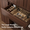 thumbnail image 6 of Virans 71" Tall Arched Kitchen Pantry Storage Cabinet,6-Tier Large Storage Cabinet with 2 Doors,Adjustable Shelves & Drawer for Living Room,Dining Room,Kitchen,Walnut, 6 of 11