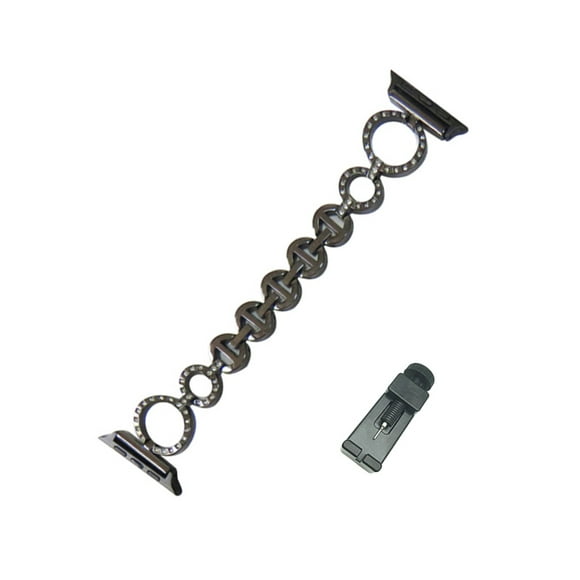 Bracelet de Montre en Forme de O, Bracelets d'Affaires en Acier Inoxydable pour Apple IWatch Series SE/1/2/3/4/5/6 pour Femmes - Noir
