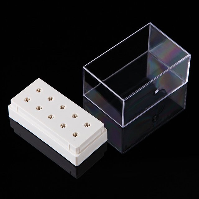 10 ranuras para brocas de uñas transparentes, caja de almacenamiento de plástico, contenedor, cortadores de manicura, accesorios para uñas, herramienta de arte de uñas (blanco)