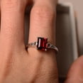 thumbnail image 4 of Garnet engagement rings, emerald cut, January birthstone, promise ring, sterling silver 925, solitaire rings, 4 of 4