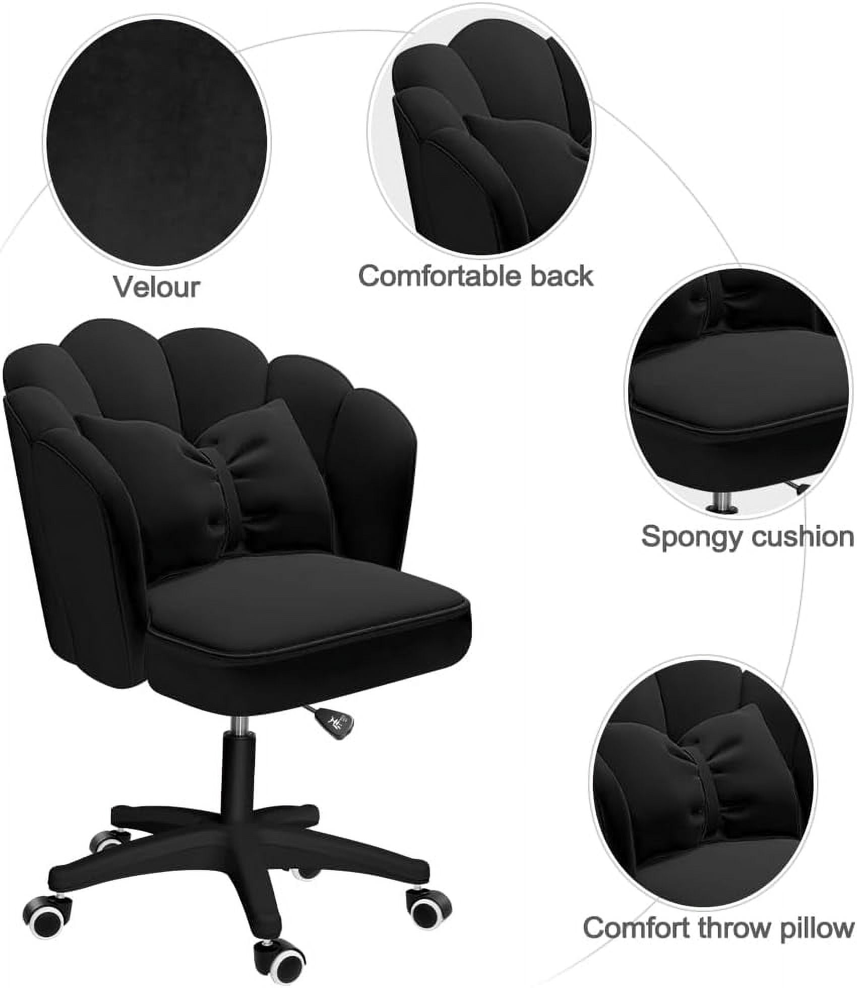 WXJHL Office Chair Cute Petal Desk Chair, Modern Fabric Home Butterfly Chairs Height Adjustable Chair Makeup Chairs Computer Chairs（Black）