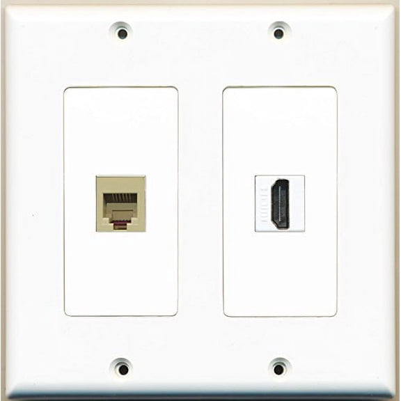 RiteAV - 1 Port HDMI 1 Port Phone RJ11 RJ12 Beige - Dual Gang Wall Plate