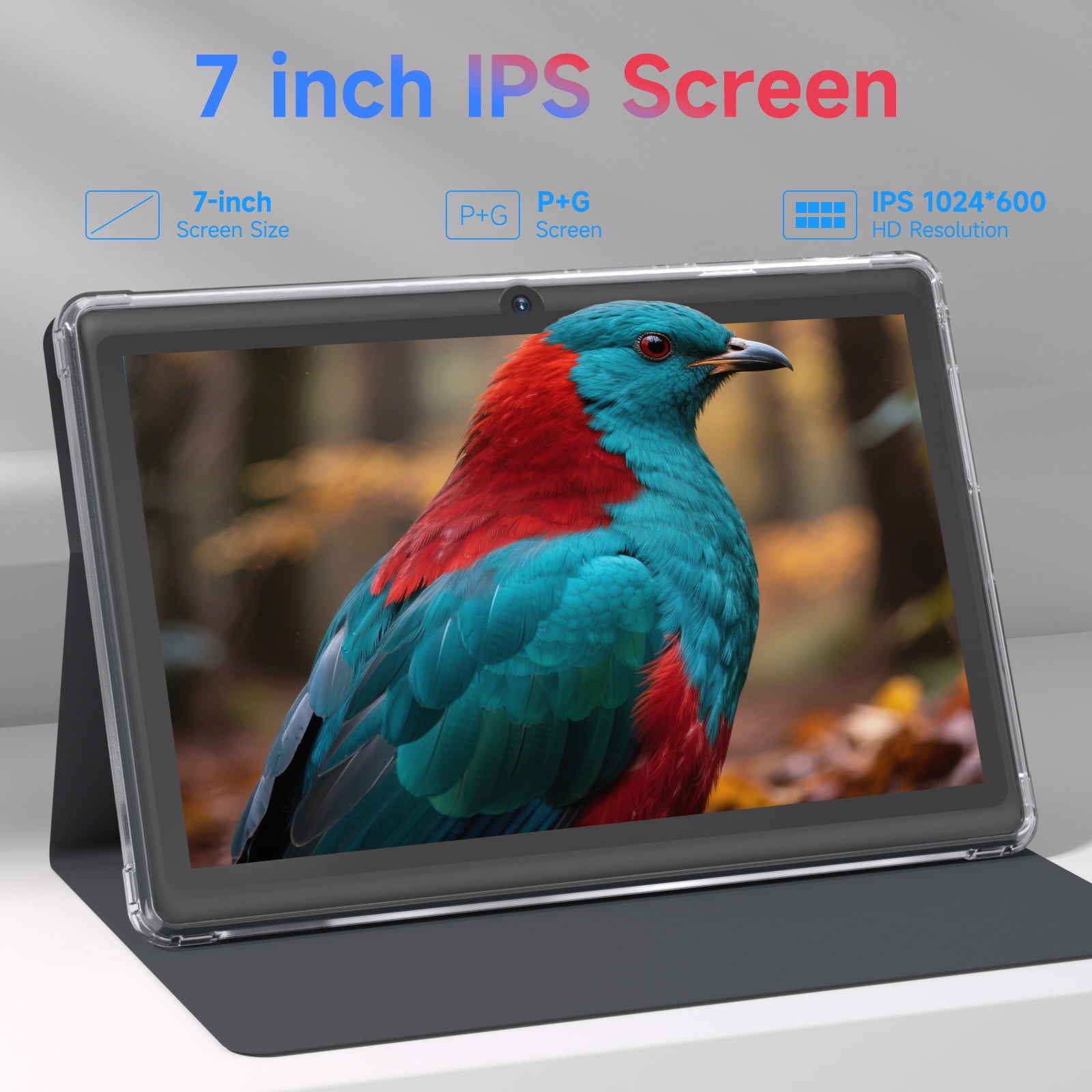 Android 14 Tablet 7 inch Tablets with Case, 8GB RAM 32GB ROM 1TB Expand, Quad-Core Processor Tablet PC, 1024 x 600 IPS Screen, Dual Camera, 3000mAh Battery, Bluetooth, WiFi, GMS, Widevine L1, Black