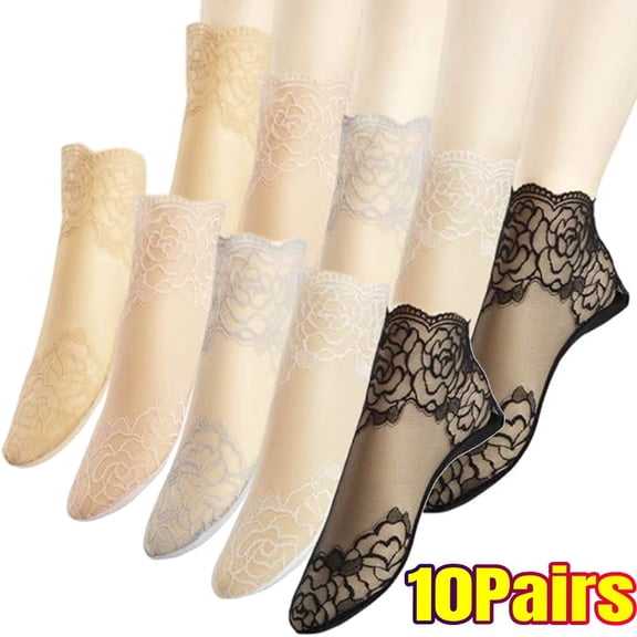 10 Pairs Lace Ankle Socks For Women -  Ruffle Socks Women - Fishnet Ankle Women Socks - Short Stockings Dress Socks