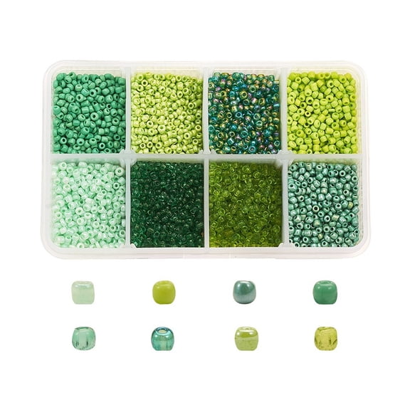 DanLingJewelry Approx 12500Pcs 2mm Green Seed Beads Green Small Spacer Beads Kit for DIY Bracelet Earring Necklace Jewelry Making