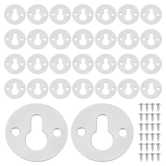 60Pcs Round Keyhole Picture Frame Hangers, 23mm Metal Keyhole Hanger, Silver