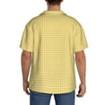 thumbnail image 5 of KLL Yellow Gingham Print Men's Shirt Short Sleeve Button Down Summer Cuba Beach Shirts- Large, 5 of 7