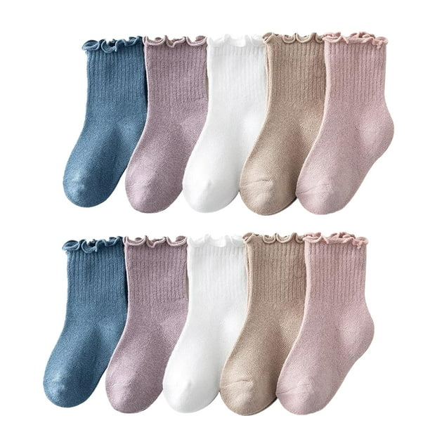 5 pares de calcetines antideslizantes para bebés y niñas, calcetines con volantes para niños pequeños, calcetines antideslizantes para recién nacidos